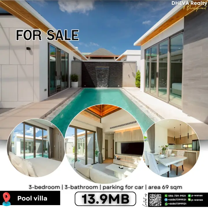 Pool villa 5 mins from Rawai beach 3 bedrooms 13.9 million baht